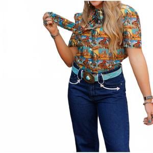 NEW CRAZY CONSUELA short sleeve top in cowboy popart